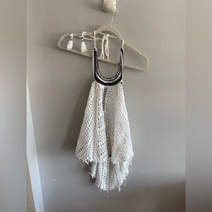 Free People Crochet Halter Top Boho Beach Cover Up OS